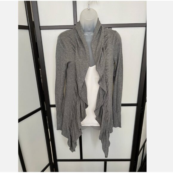 Express Gray Open Drape Front Cardigan Lightweight Medium Waterfall - Picture 1 of 6